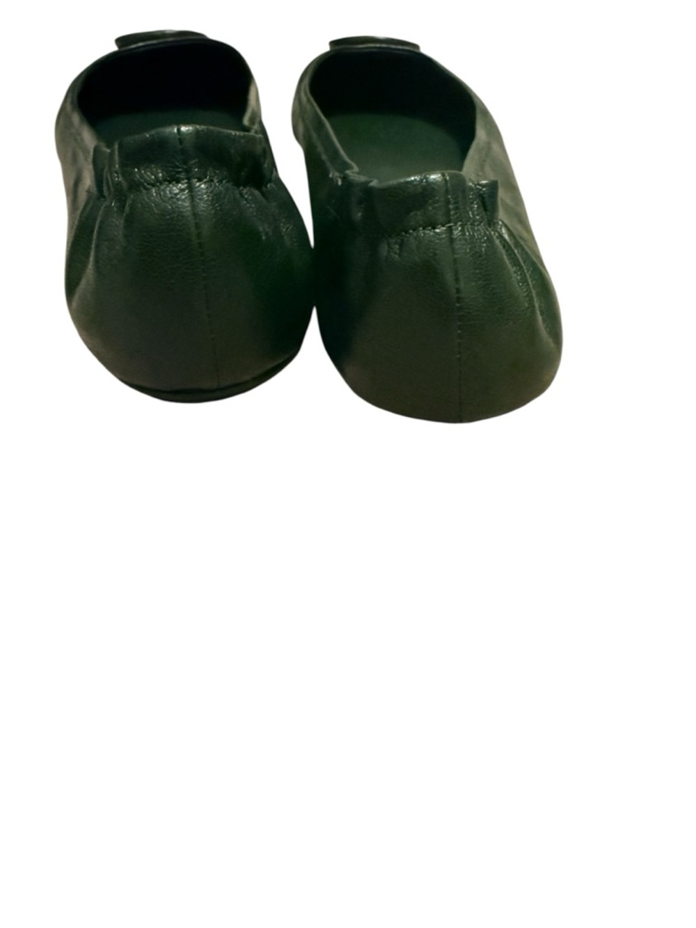 NWOT Tory Burch Dark Green Leather Logo Ballet Flats - Picture 4 of 4